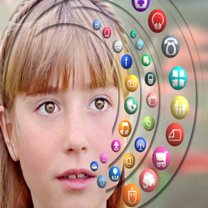 image of girl with pictures of apps