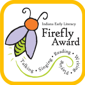 Firefly award logo talking singing reading writing playing indiana early literacy