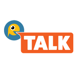 talk logo yellow fish with the word talk