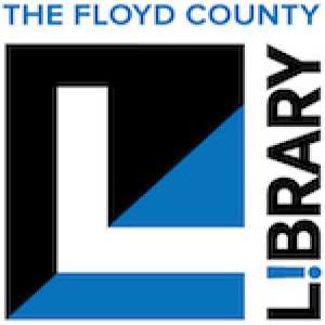 Floyd County Public Library logo white letter l with blue and black colors