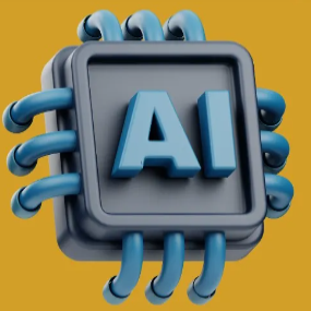 Artificial Intelligence button with letters AI