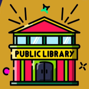 image of drawn public library building